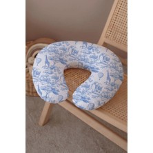 Tuğba Kuğu Emzirme Yastığı – %100 Pamuklu Poplin Anne & Bebek Destek Yastığı - Blue Toile De Jouy