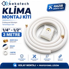 Universal 1/4-1/2 3 Metre Klima Montaj Kiti Seti Bakır Uçlu