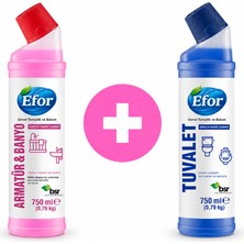 Efor Wc Temizleyici 750 ml + Banyo Temizleyici 750 ml 2'li Temizlik Seti