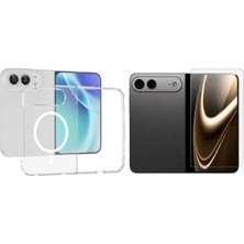Vendas iPhone Duo Kamera Korumalı M-Safe Şarj Özellikli Şeffaf Zore London Sert PC Kapak + Nano Ekran Koruyucu