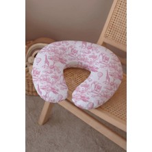 Tuğba Kuğu Emzirme Yastığı – %100 Pamuklu Poplin Anne & Bebek Destek Yastığı - Pink Toile De Jouy