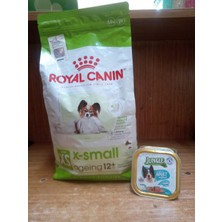 SY Royal Canin X-Small Ageing 12+ Küçük Irk Yaşlı Köpek Maması 1,5 K+3 Adet Somonlu Köpek Pate Konserve 85 Gram