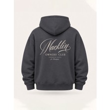 Macklin Unısex Kadın Erkek Oversize Owners Club Tasarım Baskılı Kapüşonlu Sweatshirt Hoodie