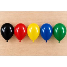 As Balon 100’LÜ 5 Renk Süper Kahraman Temalı Balon Seti 12 Inç – 20 Sarı 20 Siyah 20 Kırmızı 20 Mavi 20 Yeşil – 5 Metre Balon Şeridi Hediyeli – Doğum Günü ve Parti Süsleme Seti