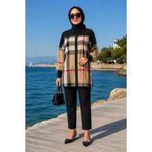 Invee Ekose Desenli Siyah Tunik 6652