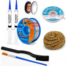 Smnr Elektronikci Lehim Teli 0,8mm 40G 2’li Flux Havya Ucu Temizleme CP-2515 Lehim Emme ve Yol Çekme Teli Seti TK309