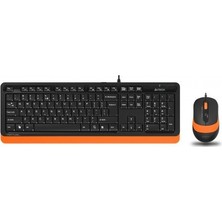 A4 Tech F1010 Multimedya Q USB Turuncu Kablolu Klavye+Optik Mouse Set