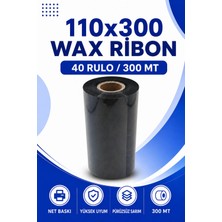 Küresel Etiket 110x300mm Wax Ribon | 40 Rulo | 300 Mt | Dayanıklı | Tekstil, Yıkama, Etiketleme | Termal Transfer