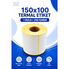 150x100mm Termal Etiket | 1 Rulo | 250 Sarım | Ribonsuz | Kargo, Lojistik, Depo | Yapışkanlı