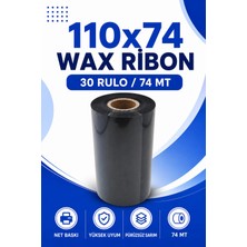 110x74mm Wax Ribon | 30 Rulo | 74 Mt | Yüksek Kalite | Kargo, Lojistik | Termal Transfer