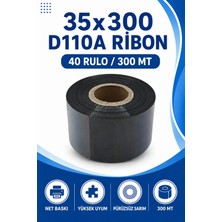 Küresel Etiket 35x300mm D110a Ribon | 40 Rulo | 300 Mt | Dayanıklı | Tekstil, Yıkama, Etiketleme | Termal Transfer