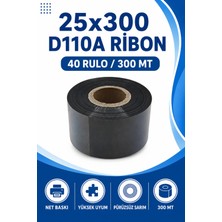 Küresel Etiket 25x300mm D110a Ribon | 40 Rulo | 300 Mt | Dayanıklı | Tekstil, Yıkama, Etiketleme | Termal Transfer