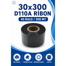 Küresel Etiket 30x300mm D110a Ribon | 40 Rulo | 300 Mt | Dayanıklı | Tekstil, Yıkama, Etiketleme | Termal Transfer