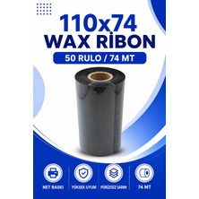 Küresel Etiket 110x74mm Wax Ribon | 50 Rulo | 74 Mt | Dayanıklı | Ambalaj, Lojistik, Depo | Termal Transfer