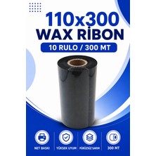Küresel Etiket 110x300mm Wax Ribon | 10 Rulo | 300 Mt | Dayanıklı | Tekstil, Yıkama, Etiketleme | Termal Transfer