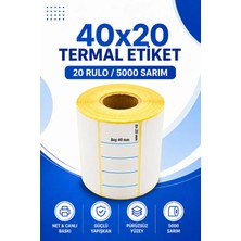 Küresel Etiket 40x20mm Termal Etiket | 20 Rulo | 5000 Sarım | Ribonsuz | Kargo, Lojistik, Depo | Yapışkanlı