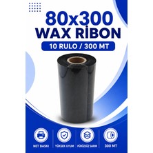 Küresel Etiket 80x300mm Wax Ribon | 10 Rulo | 300 Mt | Dayanıklı | Tekstil, Yıkama, Etiketleme | Termal Transfer