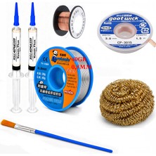 Smnr Elektronikci Lehim Teli 0,8mm 40G 2’li Flux Havya Ucu Temizleme CP-3015 Lehim Emme ve Yol Çekme Teli Seti TK373