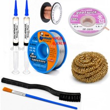Smnr Elektronikci Lehim Teli 0,8mm 40G 2’li Flux Havya Ucu Temizleme CP-2015 Lehim Emme ve Yol Çekme Teli Seti TK323