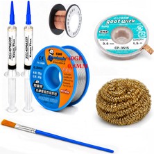 Smnr Elektronikci Lehim Teli 0,8mm 40G 2’li Flux Havya Ucu Temizleme CP-3515 Lehim Emme ve Yol Çekme Teli Seti TK341