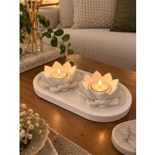 Bubu Home Zarif Lotus Dekoratif Mumluk Tabaklı 2 Li Set