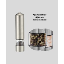 Astraltech Modern Otomatik Baharat Öğütücü Seti – Pilli, Paslanmaz Çelik, LED Aydınlatmalı