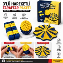 Middles & Niddles Collection 3’lü Sarı Lacivert Taraftar Oyuncak Seti – Hareketli Küp, Ejderha Yumurtası ve Spiral Optik Illüzyon Fidget Set