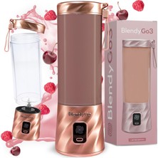 Blendygo 3 Portatif Blender, Blender, Kişisel Blender, 550 Ml, Smoothie Maker, Blender Smoothie Maker, Kablosuz, Buz ve Meyveyi Kırar, Bpa Içermez, Pulsemotion ve Blendpro (Gül Altın)