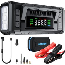 Avapow TM28 Titan Serisi 20000MAH 4000A Bitmiş Akü Çalıştıran 4 In 1 Jump Starter Taşınabilir Akü Takviye Cihazı + Lastik Şişirme Pompası (30W Pd + LED Işık + Çanta + Lcd)