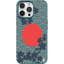 Casen iPhone 16 Pro Max Haki Lansman Renkli Silikon Japon Güneşi Tasarımlı Premium Kılıf