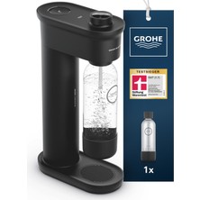 Grohe Blue Fizz, Soda Makinesi Başlangıç Seti (3 Ayarlanabilir Maden Suyu Seviyesi, Co2 Şişesi Olmadan, 1x 0,85 L Su Şişesi + Temizleme Tozu), Siyah, 31943K00