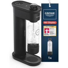 Grohe Blue Fizz, Soda Makinesi Başlangıç Seti (Co2 Seviyesi Göstergeli, 3 Ayarlanabilir Soda Seviyesi, Co2 Şişesi Hariç, 1x 0,85L Su Şişesi + Temizleme Tozu), Siyah, 31947K00