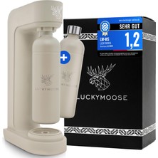 Luckymoose 2x 1,25 L Dayanıklı, Bulaşık Makinesinde Yıkanabilir Paslanmaz Çelik Şişelere Sahip Luckymoose Infinity Maden Suyu Yapıcı - Co₂ Tasarrufu Sağlayan Soda Makinesi - Mavi 60 L Co₂ Silindirleri