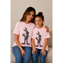 Vodexa Anne Çoçuk Oversize Tişört Kombin Twin T-Shirt %100 Pamuk Rahat Kalıp (Tekli Olarak Satılmaktadır)