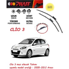 Phaff Renault Clio 3 Muz Silecek Takımı 2005-2012 Arası Araca Özel (Aparatsız Direk Montaj)