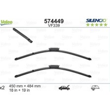 Valeo 574449 Silencio x Trm Flat Blade VM339 X2 450 485 mm Mini One. Cooper 03 10 . Mini Roadster 02