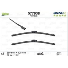 Valeo 577938 Silencio VF938 X2 550 400MM Ön Lodgy Dokker Silencio x Trm Flat Blade Muz Tıpı Silecek