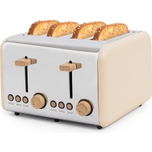 Create/toast Retro Double/geniş Dilimler Için Kum/kırıntı Bölmesi Için Ekmek Kızartma Makinesi, 6 Güç Seviyesi, Termostat, Buz Çözme, Isıtma, 4 Yuva, 1500 W
