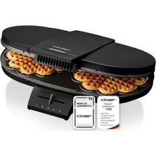 Cloer Iki Klasik Waffle Için Cloer 1320 Çift Waffle Makinesi, 1200 W, Waffle Boyutu 15,5 Cm, Görsel Tamamlama Mesajı, Paslanmaz Çelik, Siyah
