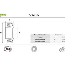 Valeo 502015 Arka Teker Rulmanı Fiesta V 01 08 Focus I 98 04 Fusion 02 12 Mazda Iı 03 07 Abs 1070982