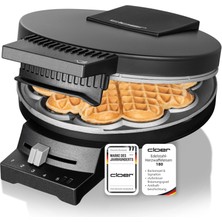 Cloer 16 cm Çapında Kalpli Waffle Için Cloer 180 Waffle Makinesi, Çift Kaplamalı Kalpli Waffle Makinesi, Ağır Elektrikli Ocaklar, Kademesiz Kızartma Seviyesi, Pişirme Işığı ve Sinyal Sesi, Siyah, 930W
