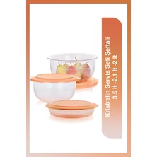 Tupperware Kristralin Meyve & Sebze Saklama ve Servis 3'lü Set Şeftali 3.5 Lt - 2.1 Lt - 2 Lt