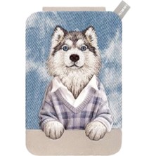 Nimmy Magsafe Uyumlu | Manyetik 3D Nakışlı Köpek Figürlü Stand Kartlık - Kazaklı Husky