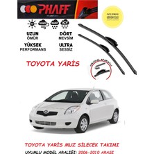 Phaff Toyota Yaris Ön Muz Muz Silecek Takımı 2006-2010 Arası Araca Özel (Aparatsız Direk Montaj)
