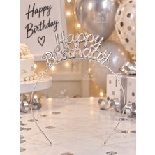 Parti Dükkanı Happy Birthday Gümüş Metal Taç – Doğum Günü Parti Tacı