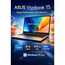 Asus Vıvobook 15 X1504VA-BQ4126W Core 5 120U 8gb 512GB SSD 15.6  Win 11 Home Dizüstü Bilgisayar