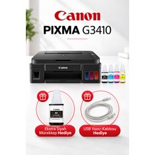 Canon Pıxma G3410 Wi-Fi Tanklı Yazıcı + Ekstra Siyah Mürekkep + Yazıcı Kablosu Hediyeli