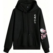 BarsDepo Erik Çiçeği Baskılı Hoodie Sweatshirt %100 Pamuk | Supriz Hediyeli