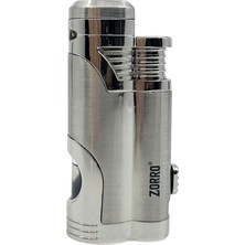 Zorro Çift Torch Pürmüz Puro Çakmağı - Krom