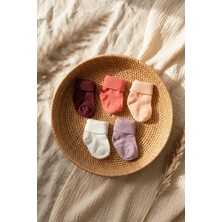 Hoppa Pebble Soft 5’li Paket %100 Pamuklu Yumuşak Dokulu Kıvrık Konçlu Bebek Çorap Seti - Pastel Renk Kar